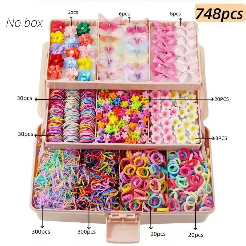 Clips para el cabello de niños, anillo para el cabello, clips para el cabello, caja de regalo, banda de correa de princesa, conjunto de peluquería, regalo diario para bebés
