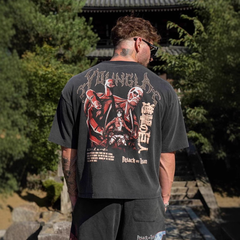 Youngla Alliance Attack on Titan Men's Oversized T-Shirt Jogger Sports Fitness Pure Cotton Short Sleeves Youngla Alliance Attack on Titan Men's Oversized T-Shirt Jogger Sports Fitness Pure Cotton Short Sleeves