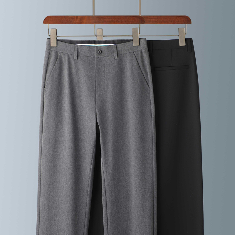 Summer Ice Silk Pants for Middle-Aged Men, High Elasticity, Thin, Breathable, Lightweight Pants, Suit Pants, Casual, Versatile, Simple and Versatile