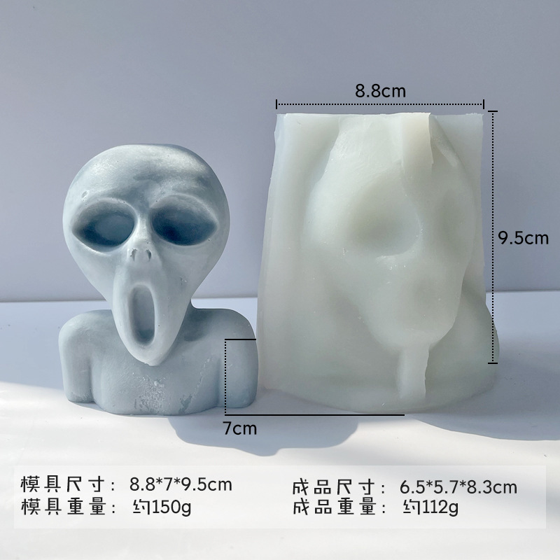 Jiahuimei Halloween fantasma cara vela molde de silicona DIY creativo aromaterapia vela yeso incienso piedra herramienta de molienda
