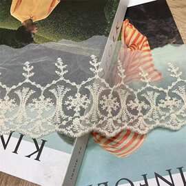 新款蕾丝棉线网布花边 DIY辅料服装家纺辅料网纱刺绣条码连条面料