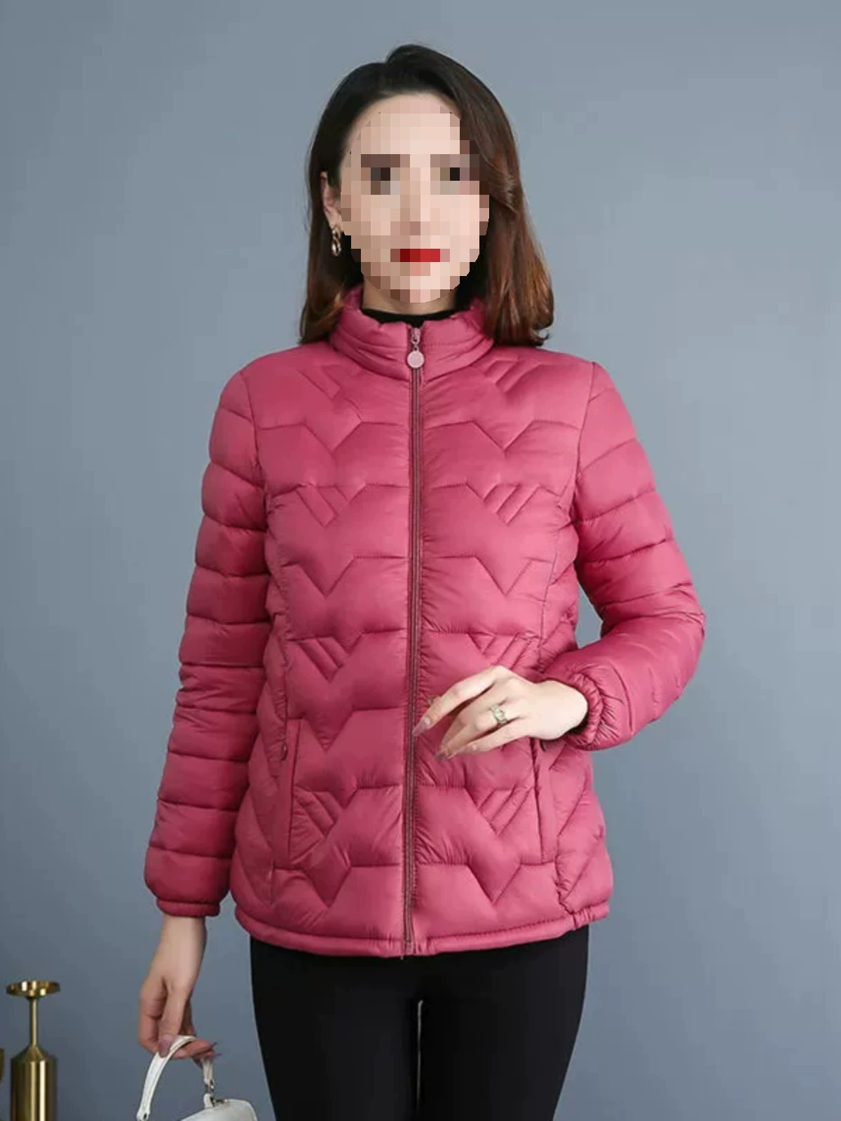 Ultra light winter short down jacket with down, increased thickness, for middle age