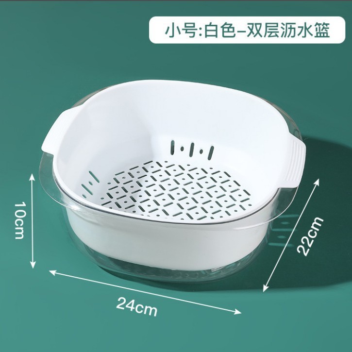 双层 加厚PET沥水篮家用耐摔果蔬洗菜篮双耳提手塑料洗菜盆工厂批|undefined