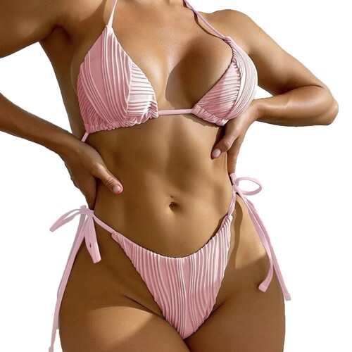 Add color  European and American new style drawstring strap split bikini swimwear bikini cross-border foreign trade AliExpress