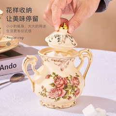 BG54歐式咖啡糖罐陶瓷糖果罐糖罐方糖罐復古糖缸收納盒方糖盒結婚