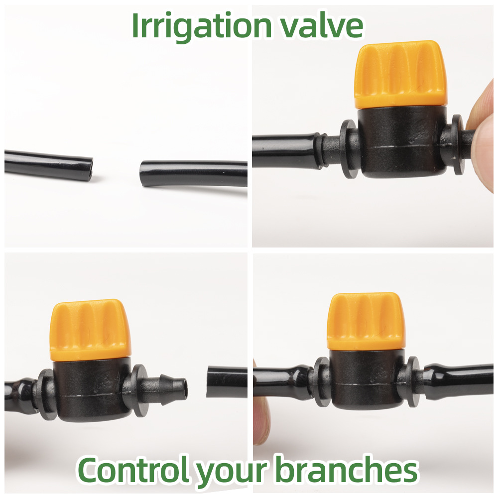 47 manguera de mini válvula de doble púa, válvula de interruptor de paso ajustable, accesorios de montaje de riego automático de jardín