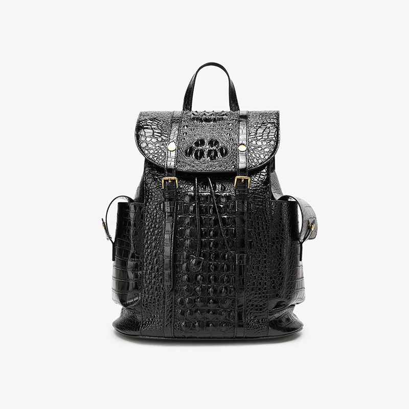 Travel Backpack 2026 New Model Extra Large Backpack Shiny Leather Crocodile Pattern Embossed Backpack Anti-Theft Unisex Backpack