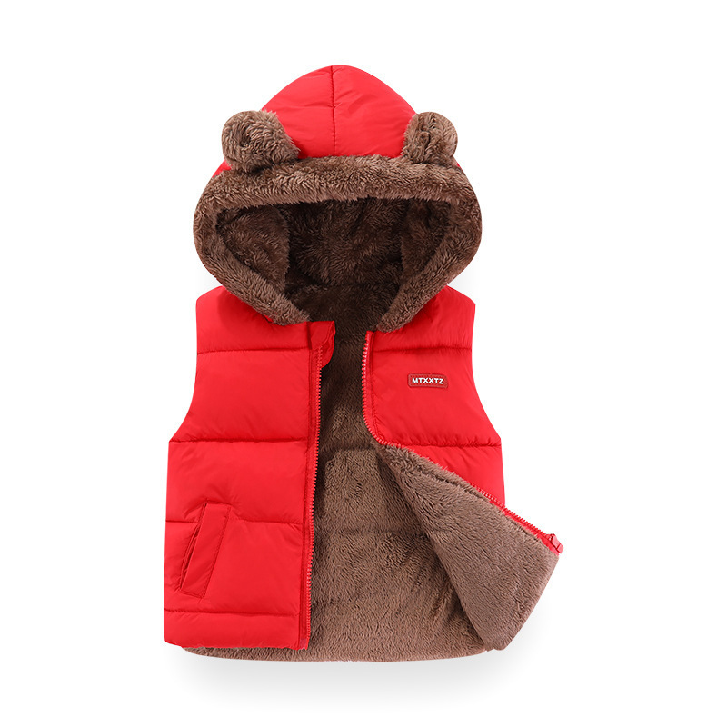 2025 chaleco de cordero de cachemira para niños y niñas nuevo algodón para bebés con chaqueta de algodón con capuzas gruesas para niños calientes