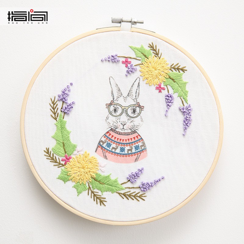 Bordado DIY material de mano bolsas de bordado Lu tela primaria bordado cinta tridimensional bordado zodiaco cerdos bordado bambú tensión colgar creativo