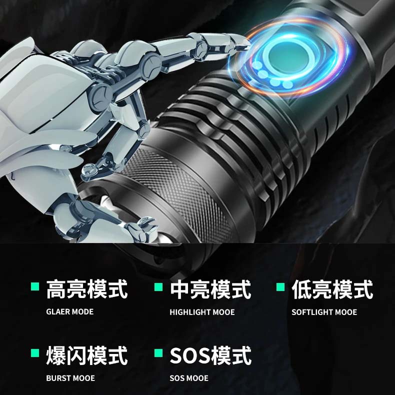 Linterna láser de luz fuerte explosión de larga duración de carga táctica multifuncional mini antorcha láser blanca al aire libre