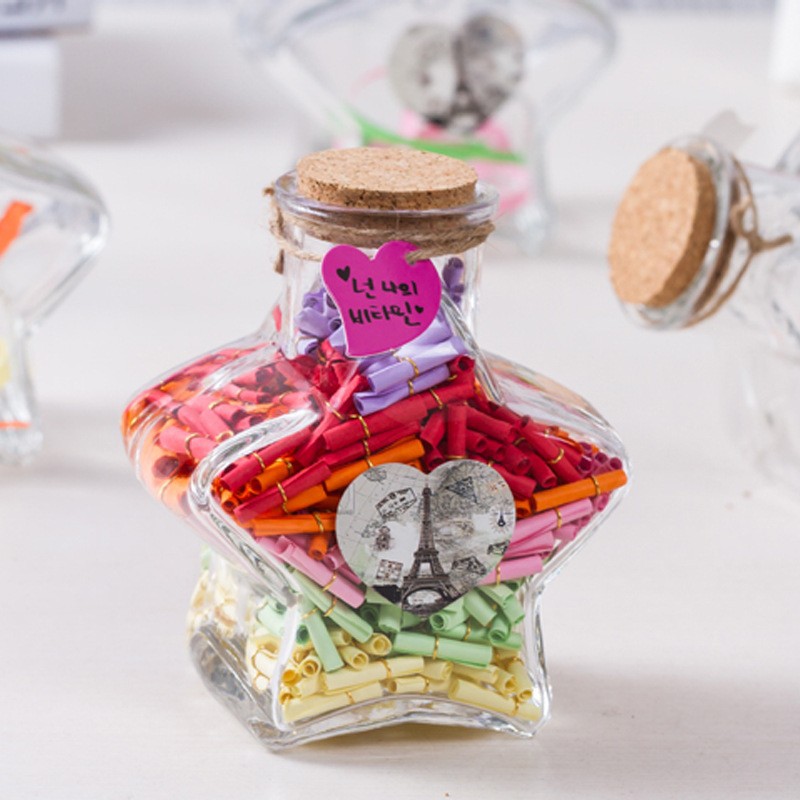 星星许愿瓶千纸鹤瓶爱情药丸储藏瓶木塞许愿瓶玻璃瓶海洋瓶