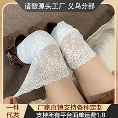 日系甜美竖纹显瘦纯欲风大腿袜jk秋季新款蕾丝拼接过膝长筒袜长女
