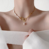 Retro pendant from pearl, trend necklace, chain for key bag , European style, internet celebrity