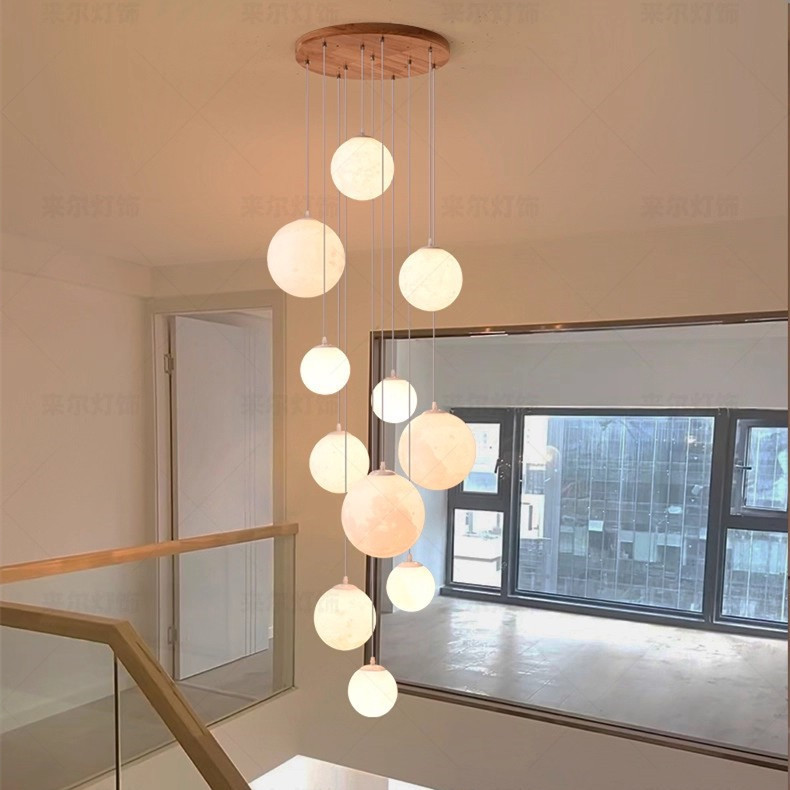 Moonlight Staircase Lamp Villa Open-Air Living Room Stairwell Chandelier Loft Duplex Large 6631 Vintage Style