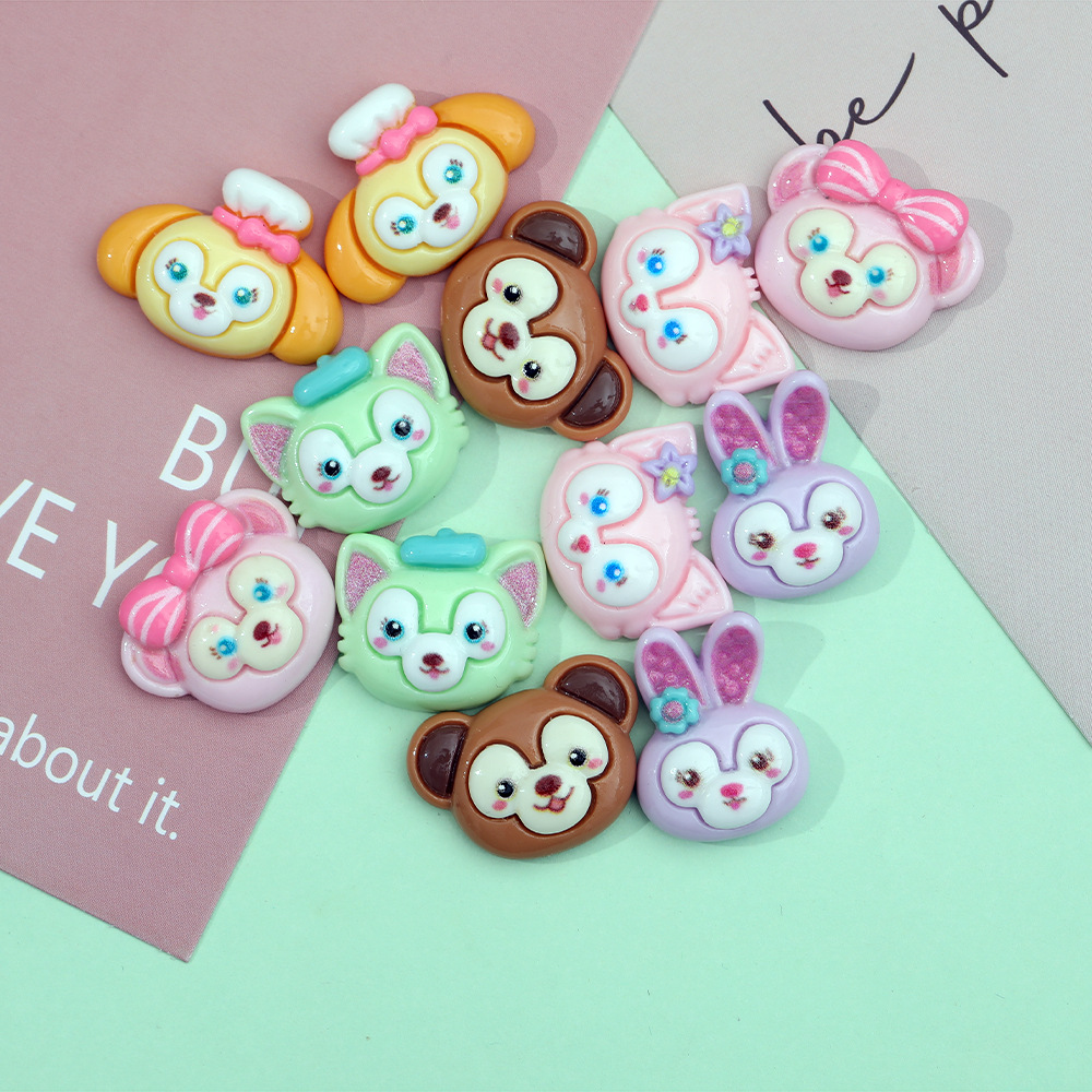 Nueva estrella brillante delushirley dibujos animados DIY accesorios de resina accesorios para el cabello teléfono móvil Shell colgante horquilla parche al por mayor