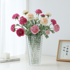 ハイエンドの植毛3頭の千姿露蓮のシミュレーション花insのシンプルなヨーロッパ風の家の客間の装飾の造花の卸売りをシミュレーションします。