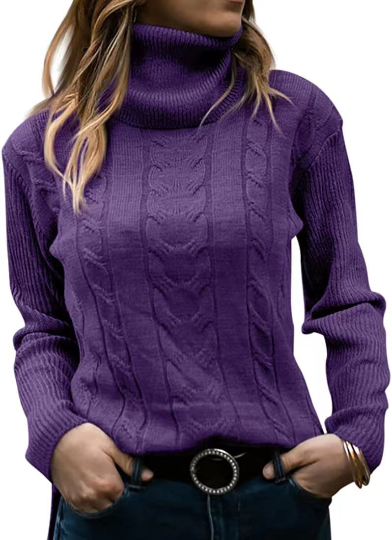 Dames herfst en winter nieuwe effen kleur coltrui retro lange mouwen dames trui_voghion.com