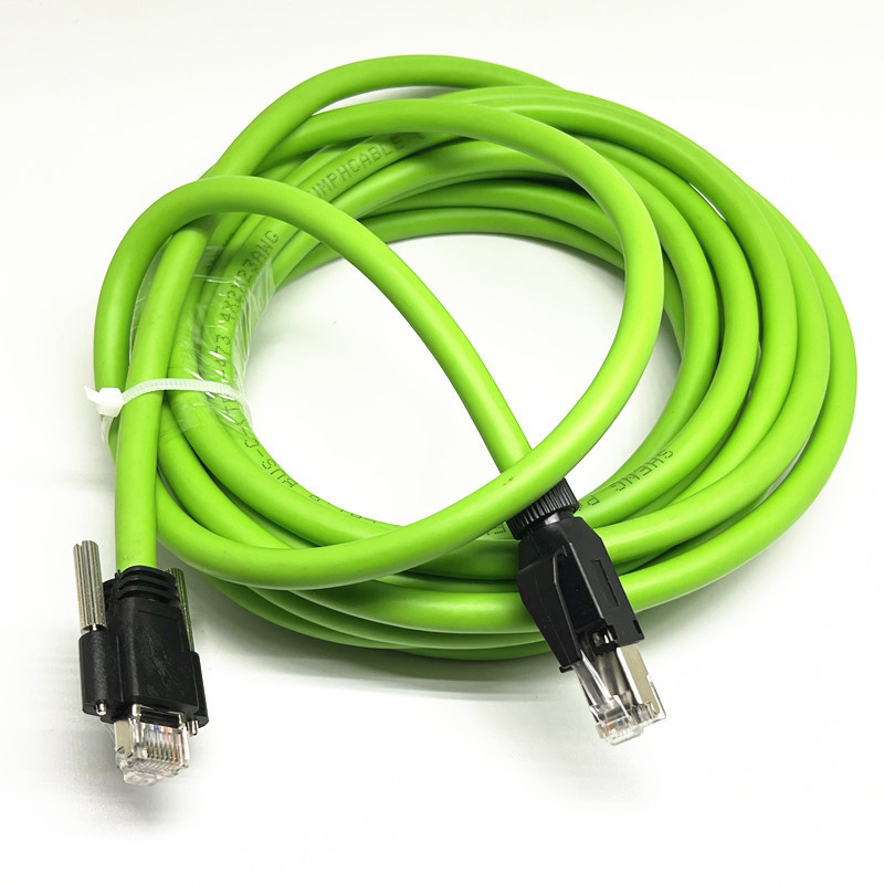 Gige Green High Flexible Industrial Camera Network Cable Ethernet Drag Chain Cable with Lock Head Industrial Jumper Category 6 High Flexible