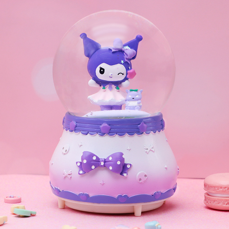 Creative Purple Cromi Crystal Ball Music Box Resin Cromi Glowing Snow Rotating Music Box Boutique