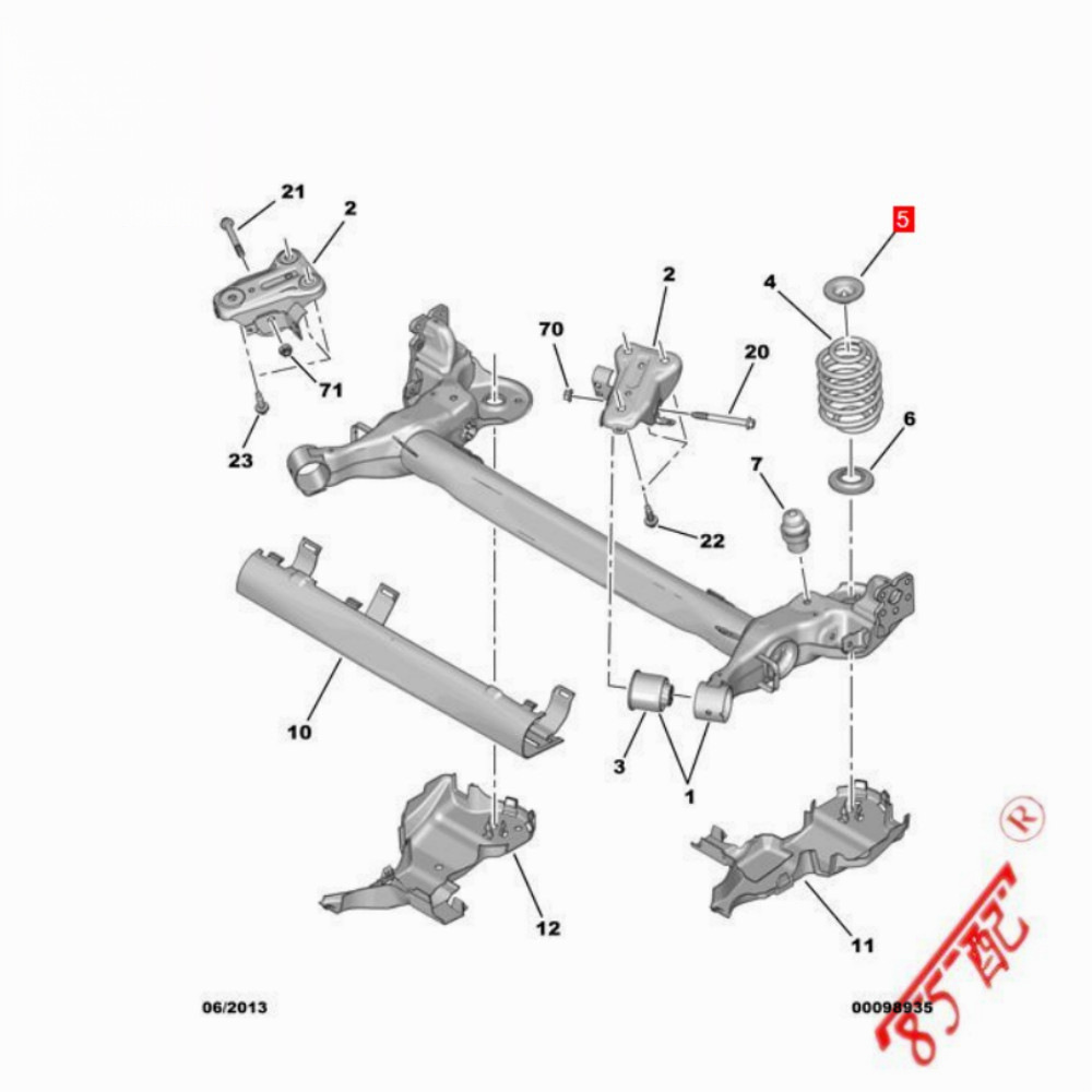 Rear suspension spring upper support 516532 516439 applicable to Peugeot 1007 2008 207 208
