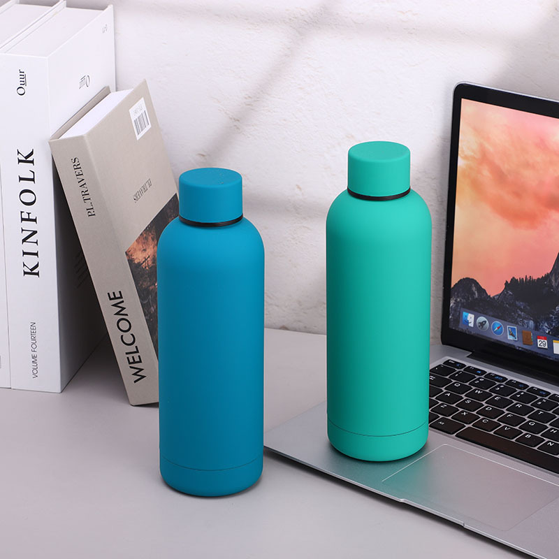 Botella americana de boca pequeña con revestimiento de goma para uso transfronterizo, vaso aislado al vacío de acero inoxidable 304, portátil para exteriores._voghion.com