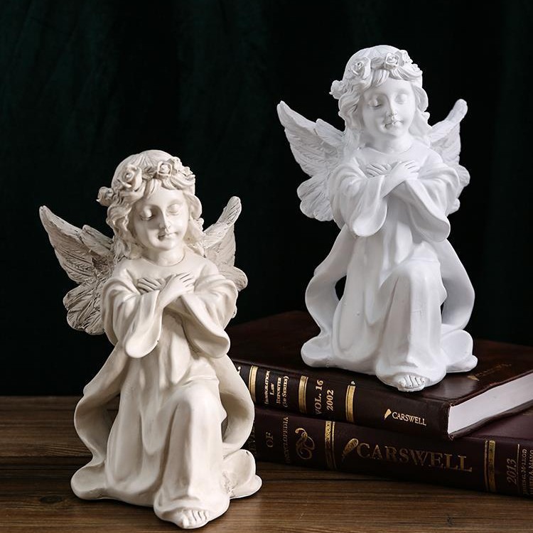 Ángel retro europeo adornos estatuas de yeso de resina americana escultura accesorios de decoración de escritorio de chicas