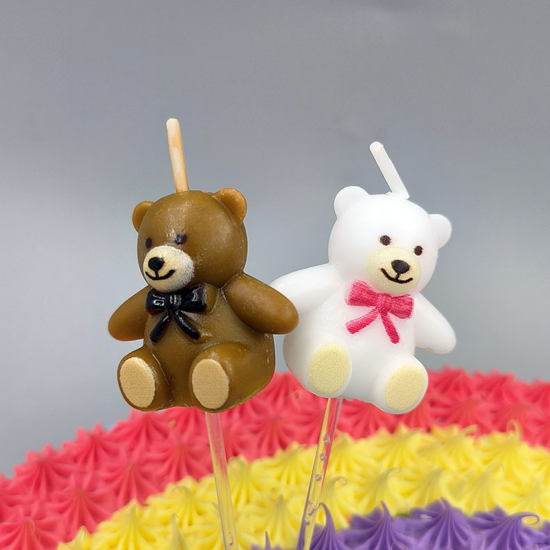 Cartoon Creative Wholesale Teddy Bear Birthday Candle Cute Cubs Children Birthday Party Cake Decorative Candle