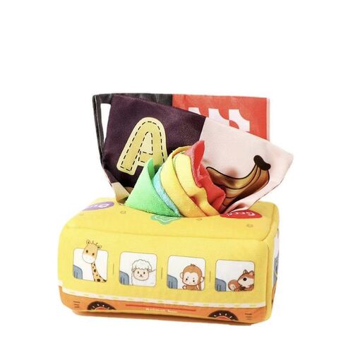Infants and young children can't tear the toilet paper toy, washable 0-3 years old early education with noise paper comfort toilet paper box cloth book