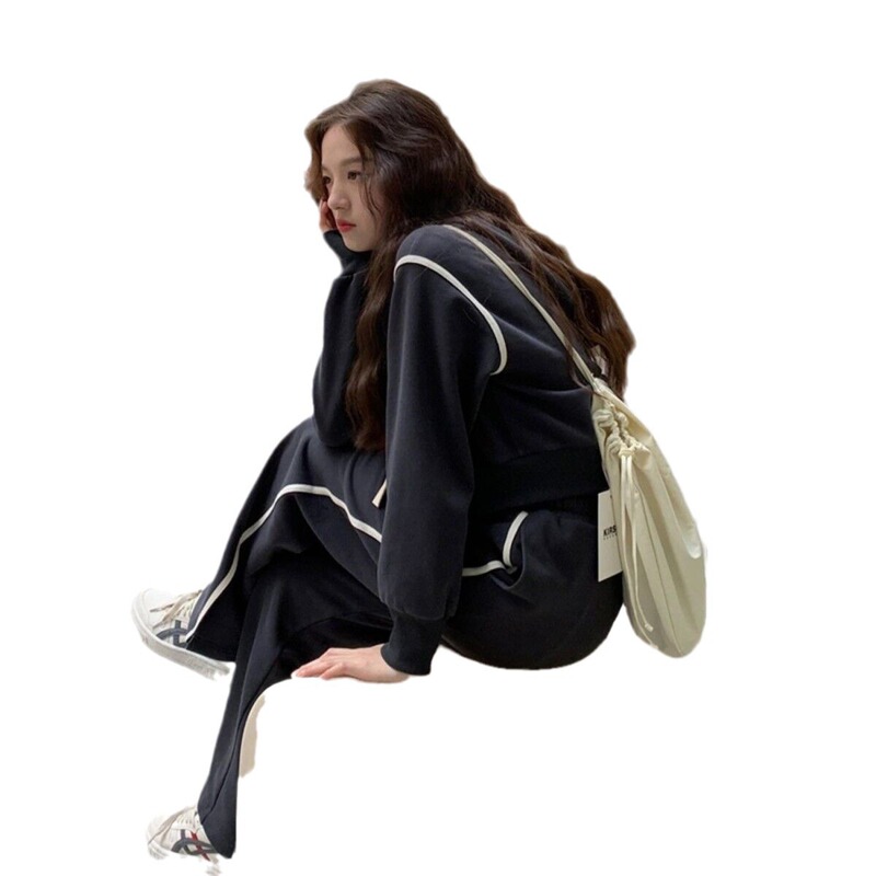 运动套装女2024春秋季学生韩版宽松时尚卫衣休闲跑步服两件套潮|undefined