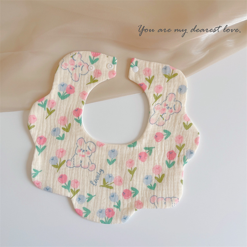 Babero de bebé de gasa de algodón babero del bebé impermeable escupir leche recién nacido babero ins primavera y verano