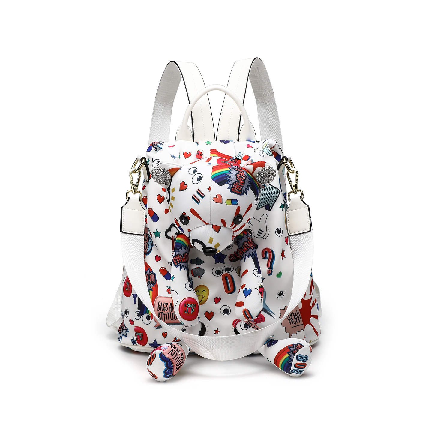 Mujeres de gran capacidad de viaje bolsas personales de nylon impermeables personales oso mochila suave de moda 2885 #