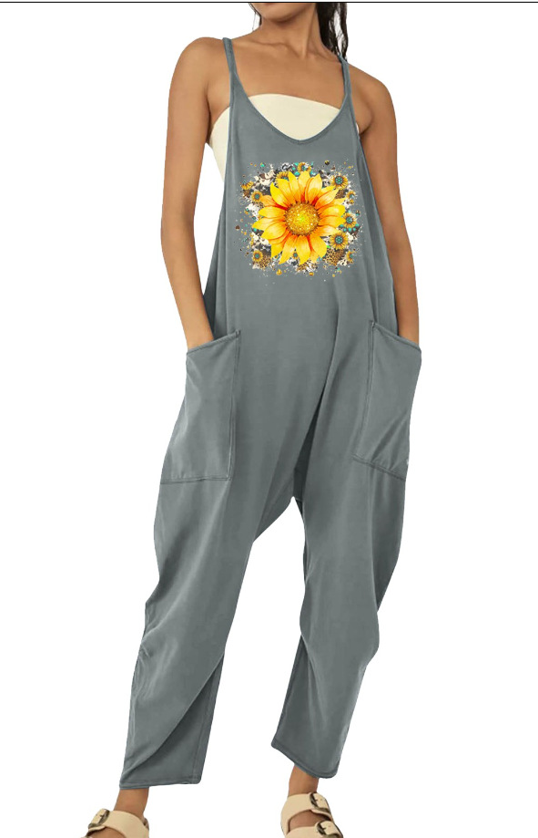 Ropa de mujer europea y americana 2024 verano nuevo estilo Amazon casual bolsillo tirantes de punto pantalones de una pieza pantalones con tirantes mujeres image 17
