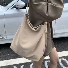 韩国ins慵懒风大容量布包简约纯色通勤包单肩包2025新款百搭大包
