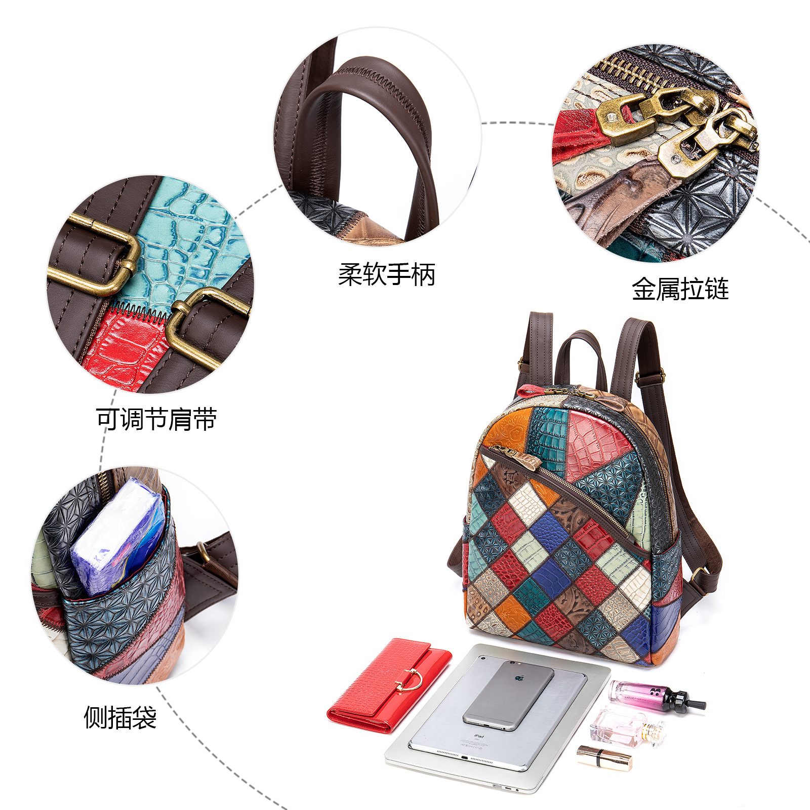 2022 nueva mochila de las mujeres primera capa de piel de vaca mochila retro hecha a mano de cuero de gran capacidad mochila para mujeres