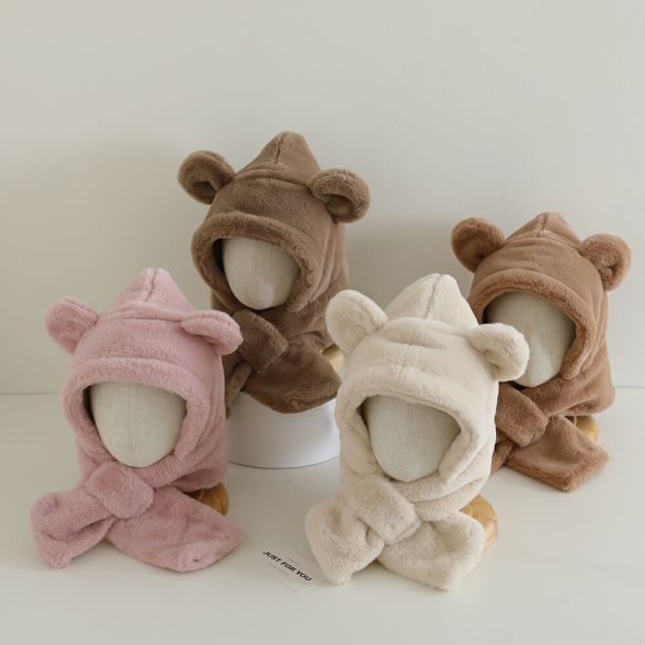 Bebé invierno abrigo sombrero bufandas más vello grueso protección de oídos a prueba de viento para niños y niñas grueso sombrero de peluche