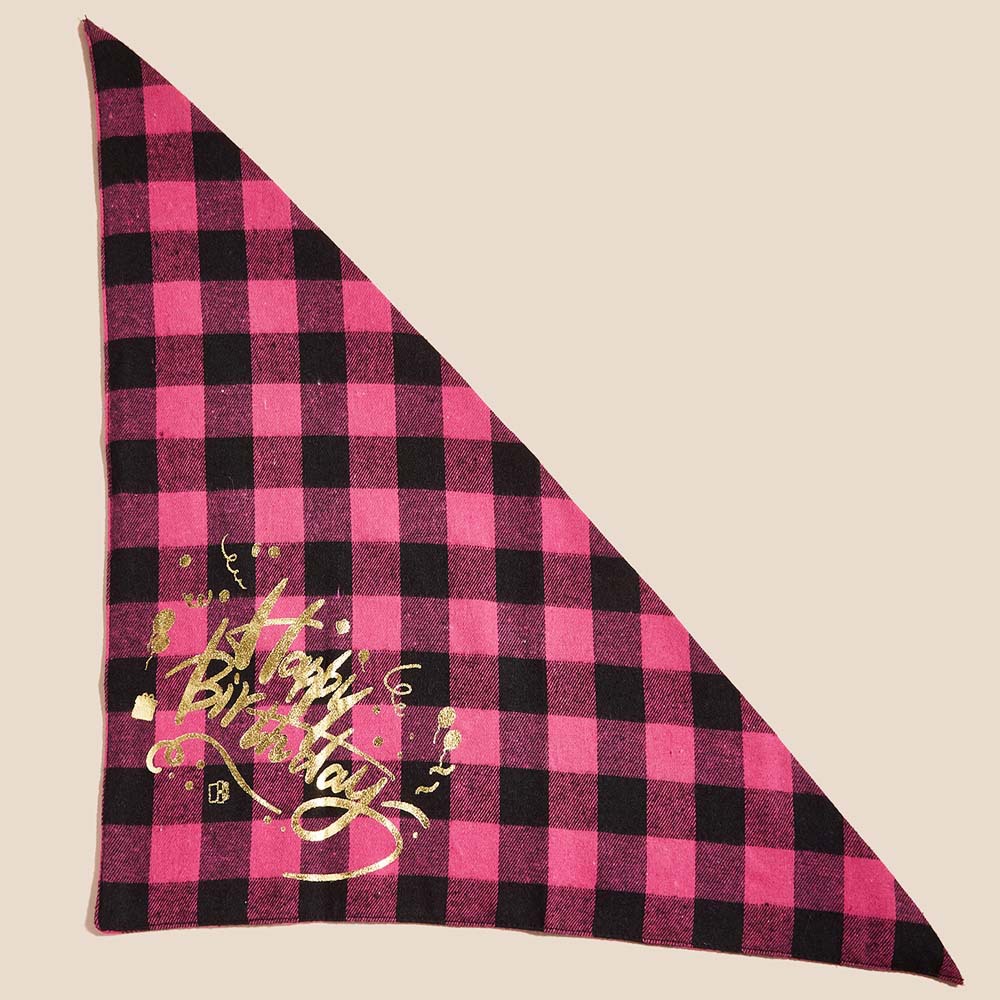 Tanpopo en stock transfronterizo Amazon popular poliéster algodón Plaid mascota triángulo toalla perro cumpleaños triángulo toalla