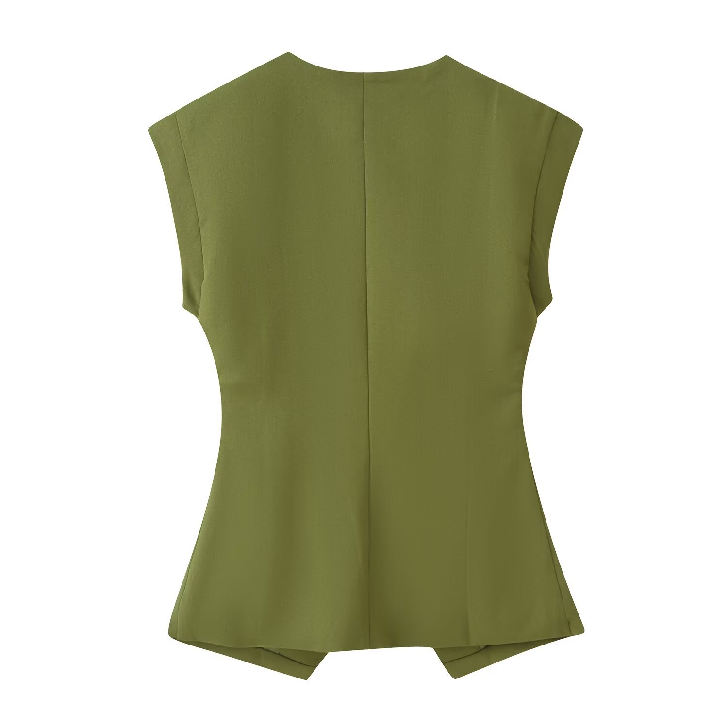 ZA comercio exterior al por mayor estilo europeo y americano francés moda de mujer temperamento casual simple V-cuello sin mangas chaleco superior image 4