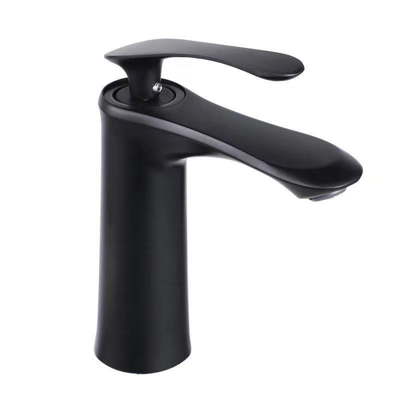 Alto estándar incorporado solo agujero grifo negro lavabo grifo oro pato lengua plana lavabo bajo encimera cuenca grifo