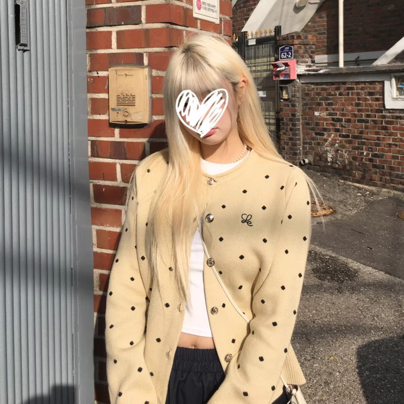 Tcp Polka Dot Knitted Cardigan Spring New Vintage College Style High-End Rolled Collar Versatile Slimming Sweater Jacket Tcp Polka Dot Knitted Cardigan Spring New Vintage College Style High-End Rolled Collar Versatile Slimming Sweater Jacket