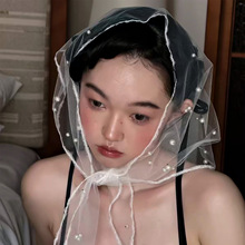 法式复古短款三角形盖头网纱头纱结婚配饰婚纱婚礼新娘头饰发饰品