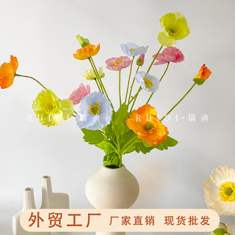 인공 꽃 3D 몰려 양귀비 꽃꽂이 웨딩 장식 꽃 줄 촬영 소품 호텔 조경 인공 꽃 가짜 꽃