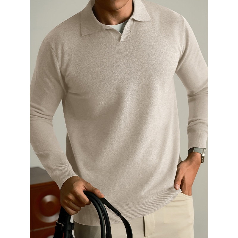 [Wool Modal Luxury Weaving] High-End Knitwear Men's Autumn and Winter Seagull Collar Light and Thick Knitwear for Business Work Clothing
