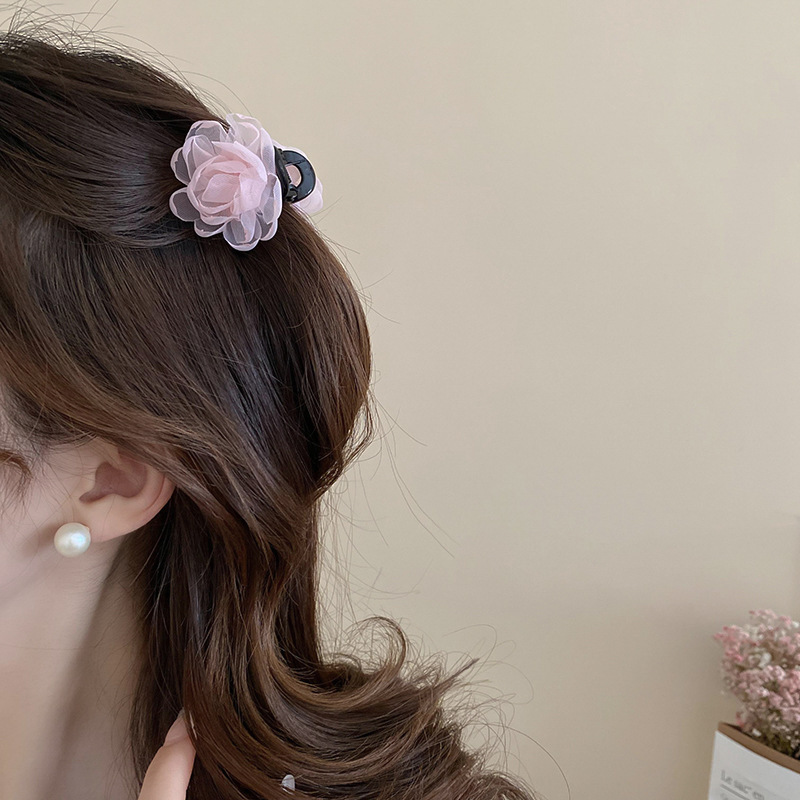 Carpeta de agarre de palabra redonda de color café, clip de tiburón de pelo de disco de alta gama retro, personalidad simple y de moda, nueva horquilla, accesorios para el cabello