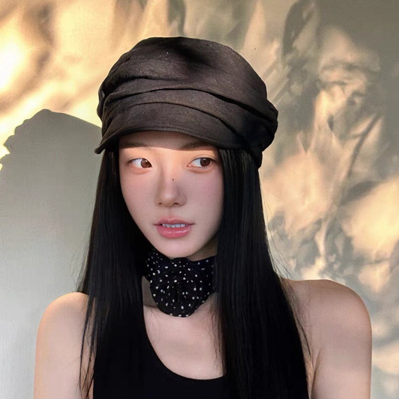 山本风复古贝雷帽女2025新款秋纯色文艺百搭报童帽大头围画家帽子|undefined