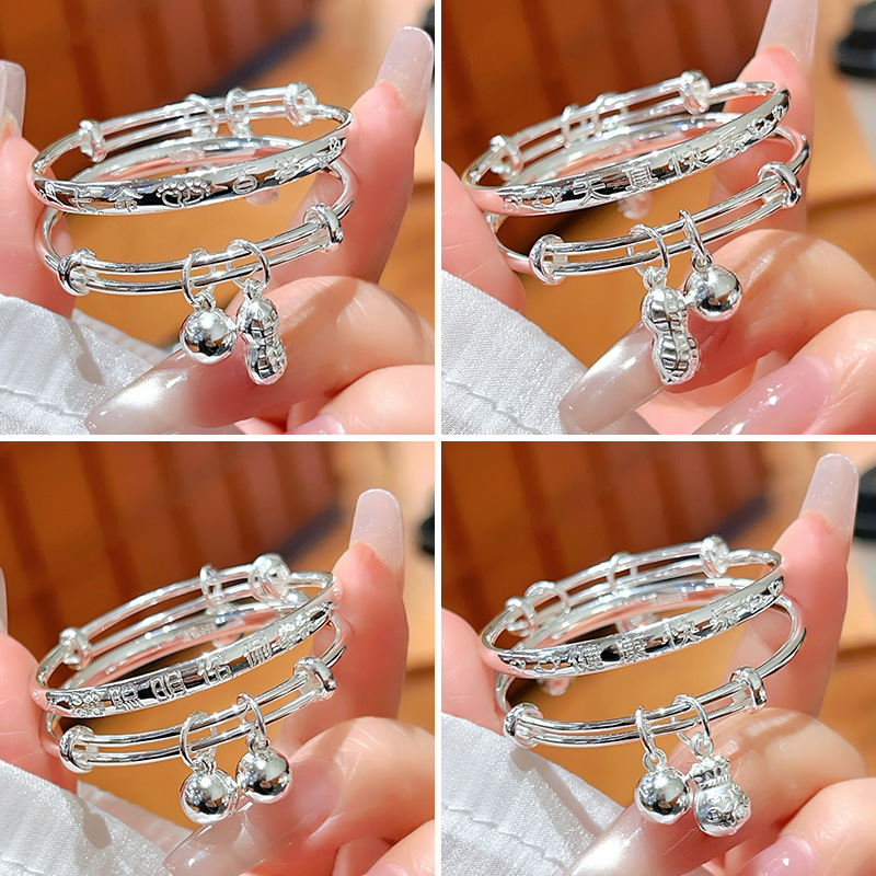 Brazalete de plata para bebés, brazalete de plata 999 inteligente y brillante para niños, niños, niñas y niños, joyas de plata de luna llena