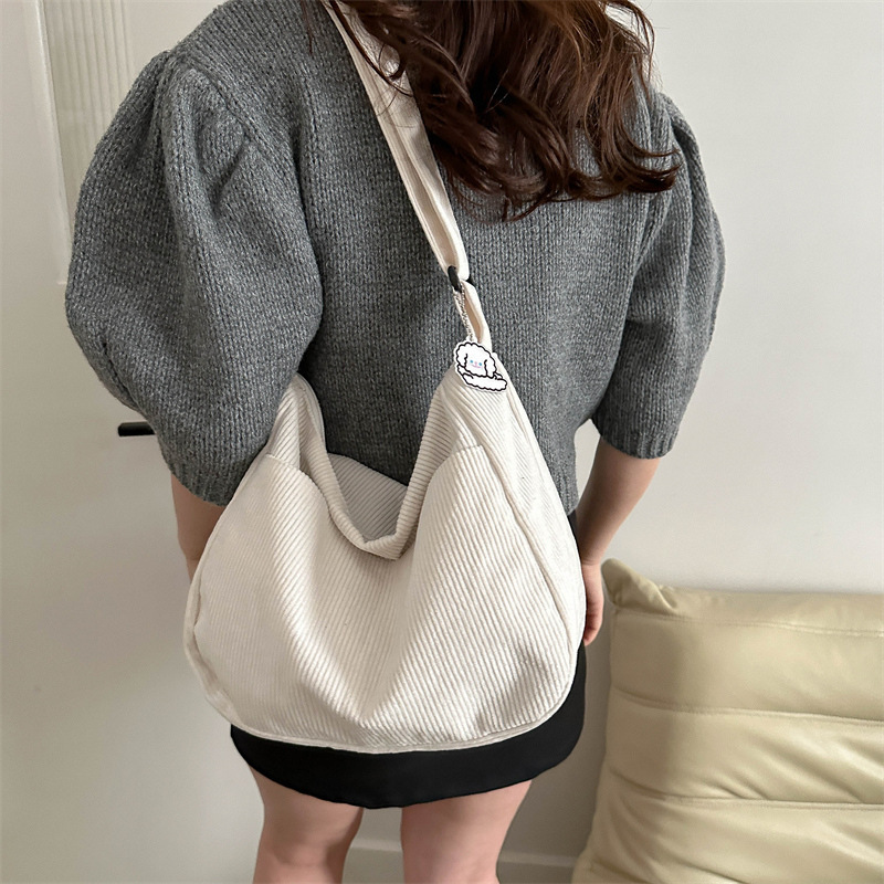 Large-capacity Crossbody Bag Korean Style Fashion Commuter Backpack Corduroy Class Bag