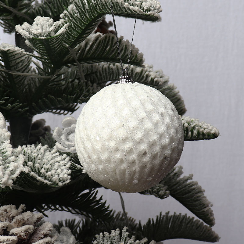 Nuevo conjunto de bola de espuma de 8cm 6 piezas red y blanco espuma polvo brillante decoración de bola de Navidad colgante de árbol de Navidad