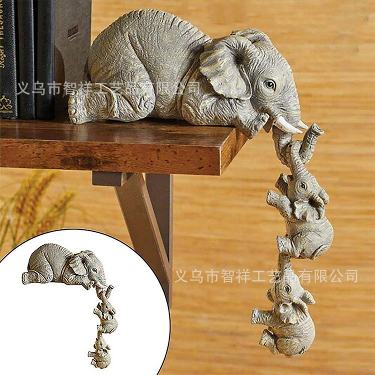 大象悬挂小象树脂工艺品家居摆件三件套Cute Elephant Figurines