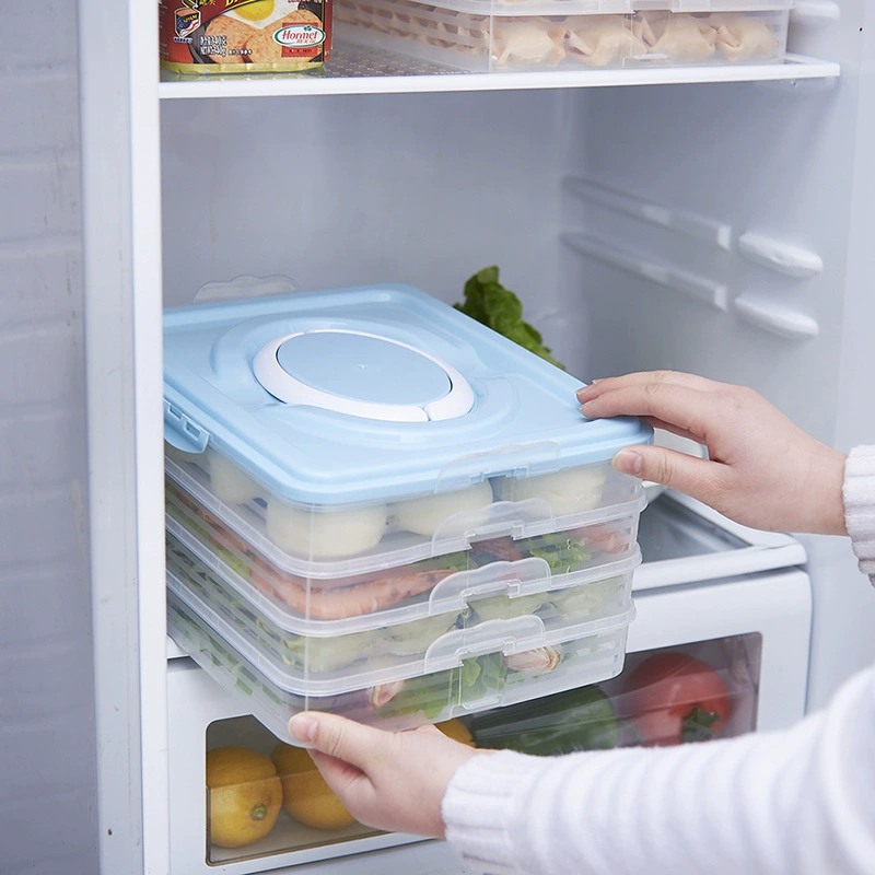 Portable unpartitioned dumpling box for household multi-layer freezing special sealed fresh wontons quick-frozen kitchen refrigerator storage