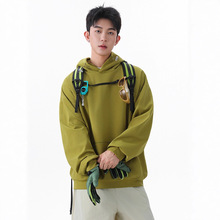 简恒户外纯色复古宽松情侣休闲套头帽衫刺绣logo抽绳连帽卫衣男款